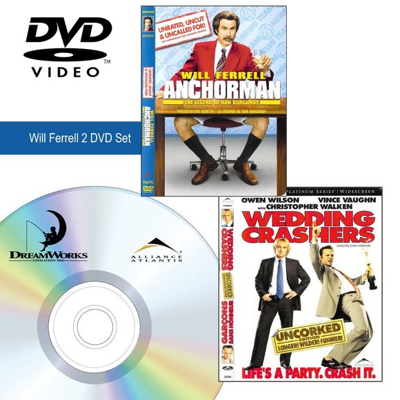 DVD: Will Ferrell 2 DVD Set : Anchorman and Wedding Crashers - Picture 1 of 5